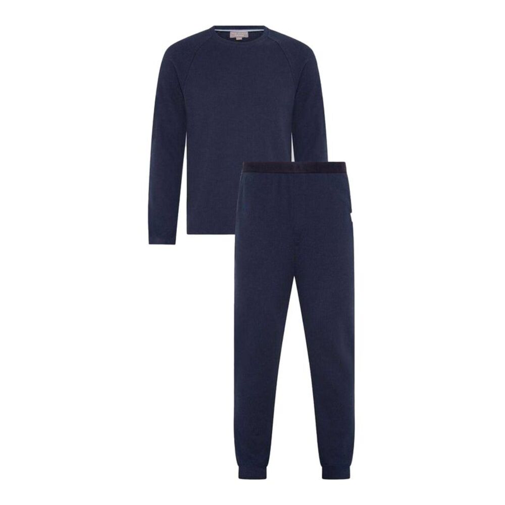 Ted Baker Mens Lettering Crew Neck Regular Long Pyjama Set / Navy